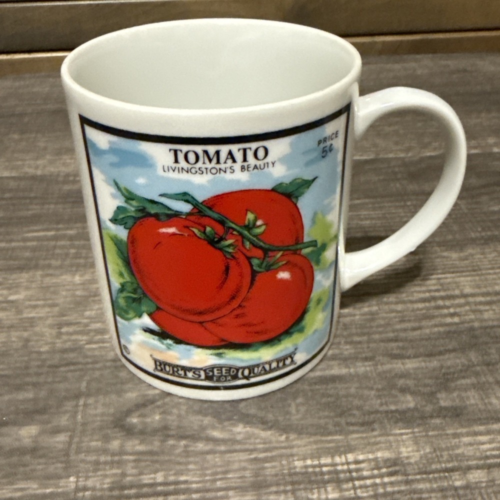 Vintage Japan Burt's Seed Packet Mugs Beets Tomato 7646 Set of 2 - Picture 2 of 6